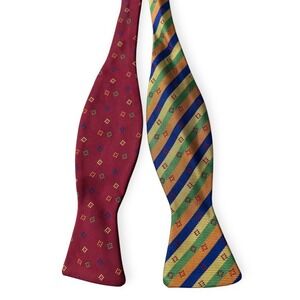 R. Hanauer Handmade Silk Self-Tie‎ Bow Tie Red & Multicolor Striped USA